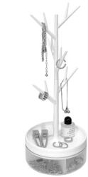 Flippy Cutie de Bijuterii, Flippy, Rotativa, cu Suport Tip Ramura, 36.5 x 14 cm, din ABS+PP, Alb (132435)