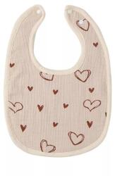 Flippy Baveta in Forma de U, Flippy, din Bumbac, pentru Copii 0-12 Luni, Rezistenta la Apa, cu Capse, Model cu Inimoare, 21x30 cm, Bej (133874) Bavata