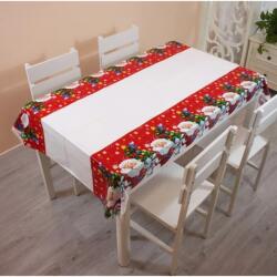 Flippy Fata de masa dreptunghiulara Flippy, PVC, 2.5 mm grosime, imprimeu Mos Craciun cu iepuras, potrivit pentru Craciun, utilizare multipla, 180 x 108 cm, alb (125234) Fata de masa