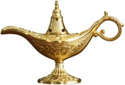 Flippy Arzator Tamaie, Flipppy, Model Lampa Aladin, Aliaj, Dimensiune Mica, cu Maner si Capac, Lampa Decorativa Vintage, 3.2 x 9 x 6 cm, Auriu (165325)