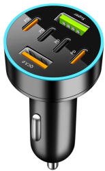 Flippy Incarcator Auto 6 in 1, Flippy, 2 x Port USB Fast Charge QC3.0 si 4 x Type C, PD 65W, Negru (teo-132795)