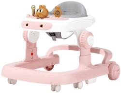Flippy Premergator Multifunctional cu Roti Flippy, Model Iepuras, Inaltime Ajustabila, Tavita, Muzica, Lumini, 66x59x41 cm, Roz (130323)