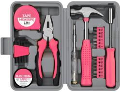 Flippy Set Scule 24 piese pentru Uz Casnic, Flippy, Instrumente Set in Trusa de Plastic Gri, din Plastic si Metal, 20 x 12.5 x 3 cm, Roz (164283) Trusa unelte