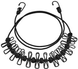 Flippy Sfoara pentru Uscarea Hainelor, Flippy, Uscator Sfoara Portabila, 12 Clips-uri Incluse, Lungime 180 cm, PP Cablu de Otel, Negru (126501)