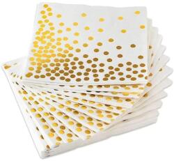 Flippy Set 20 de Servetele de Masa, Flippy, Imprimeu cu Buline Aurii, din Hartie, 17 x 17 cm, Alb (130451)