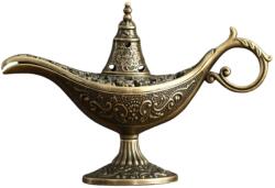 Flippy Arzator Tamaie, Flipppy, Model Lampa Aladin, Aliaj, Dimensiune Mica, cu Maner si Capac, Lampa Decorativa Vintage, 3.2 x 9 x 6 cm, Bronz (165324)