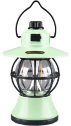 Flippy Lampă de camping retro portabilă, Felinar Vintage LED ABS, Acumulator inclus 1200 mAh, reincarcabila, 3 moduri de iluminare, intensitate reglabila, Lampa portabila pentru cort în aer liber, Mint (1240