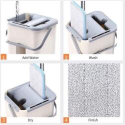 Flippy Set de curatenie Flippy, mop si galeata, galeata 6 l, 2 rezerve microfibra incluse, design modern, pentru interior, material plastic, peri sintetici, plat, cu storcere, bej (125242)