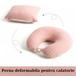 Flippy Perna de calatorie, Flippy , 2 in 1, cu Particule de Spuma cu Memorie, Roz (125868)