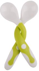 Flippy Set 2 Tacamuri pentru Bebelusi, Flippy, fara BPA, Maner din silicon, 14.5 x 3.3 cm, Flexibile, +6 luni, Alb/Verde (126123) Set pentru masa bebelusi