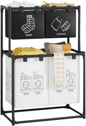 Flippy Cos de Rufe, Flippy, cu 2 Etaje, 4 Cosuri, Cadru de Otel Inoxidabil, 97x44x57 cm, Negru (134450)