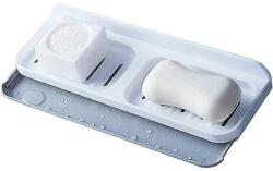 Flippy Savoniera Dubla, Flippy, de Perete, cu Compartiment de Scurgere, Montare prin Lipire, 26 x 8 x 4 cm, Alb/Gri (164111)