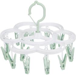 Flippy Uscator de Rufe Suspendat Flippy, cu 16 Carlige, Rotire 360 Grade, Mateiral Plastic, Usor de Depozitat, Multifunctional, 26 x 21 cm, Verde (125674)