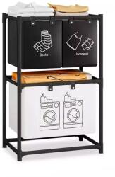 Flippy Cos de Rufe, Flippy, cu 2 Etaje, 3 Cosuri, Cadru de Otel Inoxidabil, 97x28x57 cm, Negru (134518)