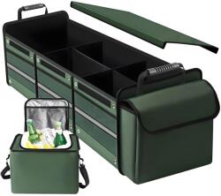 Flippy Organizator Auto pentru Portbagaj, Flippy, Model Pliabil, din Panza, cu Geanta Termoizolanta Detasabila, 3 Compartimente, Curele Ajustabile, 90 x 35 x 30 cm, Verde (165285)