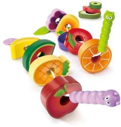 Hape Дървен комплект за нанизване Hape - Празник с плодове и гъсеници (H1072)