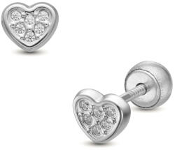 Lisa Jewelry for Kids fénylő szív fehér arany gyerek fülbevaló gömb zárral (JTAG-7939-18) - lisajewelryforkids