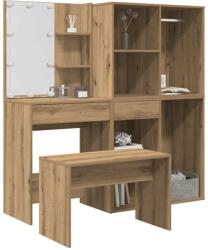 vidaXL Комплект тоалетка с LED Artisan Oak Engineered Wood (3329182)