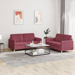 vidaXL Set canapea cu perne, 2 piese, rosu vin, material textil GartenMobel Dekor (3202092) Canapea