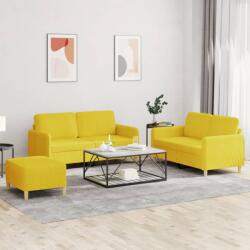 vidaXL Set de canapele cu perne, 3 piese, galben deschis, textil GartenMobel Dekor (3202099) Canapea