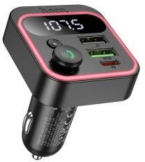 hoco. E85 Autós FM transzmitter Bluetooth QC3.0 PD 20W fekete (HC634304)