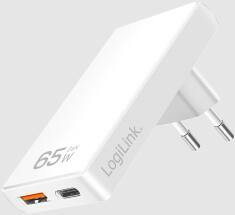 LogiLink Kettős USB aljzat adapter 65 W, USB-A, USB-C, fehér (PA0368)