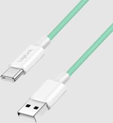LogiLink USB 2.0 Type-C kábel, C/M - A/M, 480 Mbps, 60W, nejlon, zöld, 0, 5 m (CU0326) - primanet