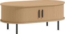 HomCom Măsuță de cafea ovală din lemn, masă de salon modernă cu uși glisante și depozitare ascunsă, 100x55x40cm, lemn natural | Aosom Romania (83B-789V80ND) Masa de cafea