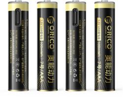 ORICO Ener-G EG7C lítium akkumulátor 1.5V 500mWh AAA USB-C tölthető elem töltőkábellel 4 db