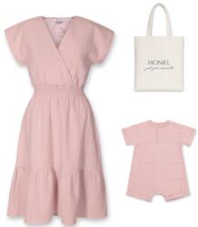  Moniel Muszlin szett anyának és babának szoptatós ruha S-es méret + Pink overál 68/74/80-as méret