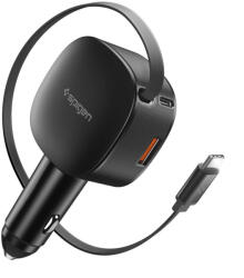 Spigen Essential EV603BT autós töltő, USB-C-USB-A, USB-C kábellel, 60W, fekete