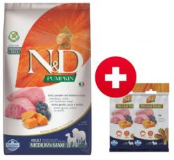 FARMINA N&D Pumpkin lamb&blueberry Adult Medium Maxi 12 kg + 2 x FARMINA N&D Pumpkin Dental Treat Lamb Blueberry Mini 60 g (7 db) AJÁNDÉK!