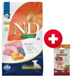 FARMINA N&D GF Pumpkin Lamb & Blueberry Puppy Mini 2.5 kg + FARMINA N&D Pumpkin Dental Treat Chicken Pomegranate Mini 60 g (7 db) AJÁNDÉK!