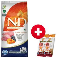 FARMINA N&D Pumpkin lamb&blueberry Adult Medium Maxi 12 kg + 3 x FARMINA N&D Pumpkin Dental Treat Chicken Pomegranate Medium/Maxi 100 g (7 db) AJÁNDÉK!