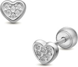 Lisa Jewelry for Kids fénylő szív fehér arany gyerek fülbevaló gömb zárral (JTAG-7939-18) - jutaoraekszer