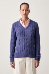 U. S. Polo Assn U. S. Polo Assn. pulóver női pamut V-NECK CABLE - kék S