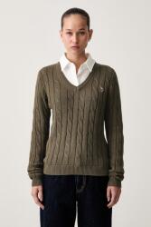U. S. Polo Assn U. S. Polo Assn. pulóver női pamut V-NECK CABLE - zöld S