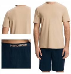 Henderson Férfi pamut rövid ujjú pizsama Pin 44609 bézs 2XL (44609-80X)
