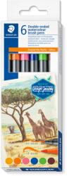 STAEDTLER Акварелни флумастри Staedtler DJ, двувърхи, 6 цвята, AFRICA (34188-А-AFRICA)