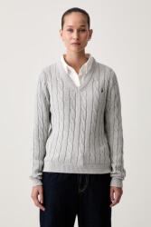 U. S. Polo Assn U. S. Polo Assn. pulóver női pamut V-NECK CABLE - szürke XS