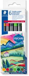 STAEDTLER Акварелни флумастри Staedtler DJ, двувърхи, 6 цвята, EUROPE (34188-А-EUROPE)
