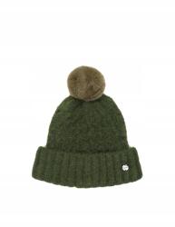 Tamaris női sapka beanie zöld logó meleg puha téli pomponnal (TCW0109 63100)