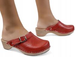 I Love Shoes Női Fa Bőr Flip-flop Áttört Orvosi Csattal *35* (Skórzane Drewniaki Chodaki Klasyczne Ażurowe)