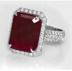  Arany Gyűrű pr. 585 Természetes Rubin 9, 84 ct természetes gyémántok r 13