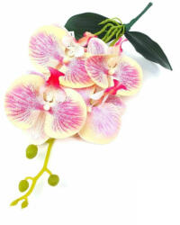  Orchidea gumis Phalaenopsis 4 fejes 2 leveles művirág 37 cm - Krém-Rózsaszín