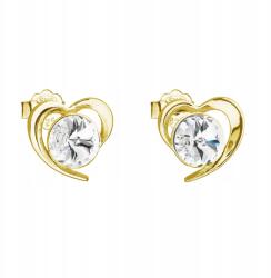 Evolution Group Aranyozott ezüst fülbevaló Swarovski kristállyal, fehér szívvel 31259.1 (913040)
