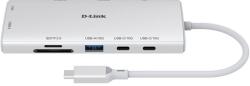 D-Link DOCKING STATION D-LINK, 10-in-1, conectare PC Type-C, porturi: SD/microSD card reader, 2 x USB, 2 x USB Type-C, 2 x HDMI 2.0, 1 x USB Type-C 4.0 with DP 1.4, 1 x Gigabit (DUP-A01)