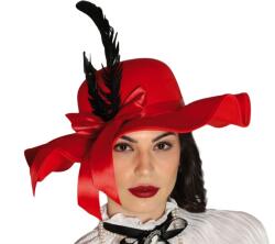 Fiestas Guirca Pălărie damă - roșie cu pană