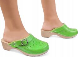 I Love Shoes Lengyel Bőr Flip-flop papucs Orvosi járdák Női fa csat *38* (Chodaki Klasyczne Skórzane Drewniaki Ażurowe)