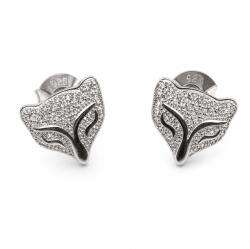 Flippy Cercei Tip Stud din Argint 925, Model Vulpe, Design Conturat cu Pietre Stralucitoare, Greutate 1.9 g, Argintiu (05374)
